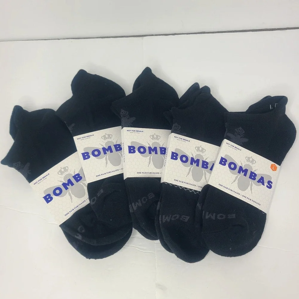 Bombas Socks Lot Of 5 Pairs Ankle Socks Black Size Large